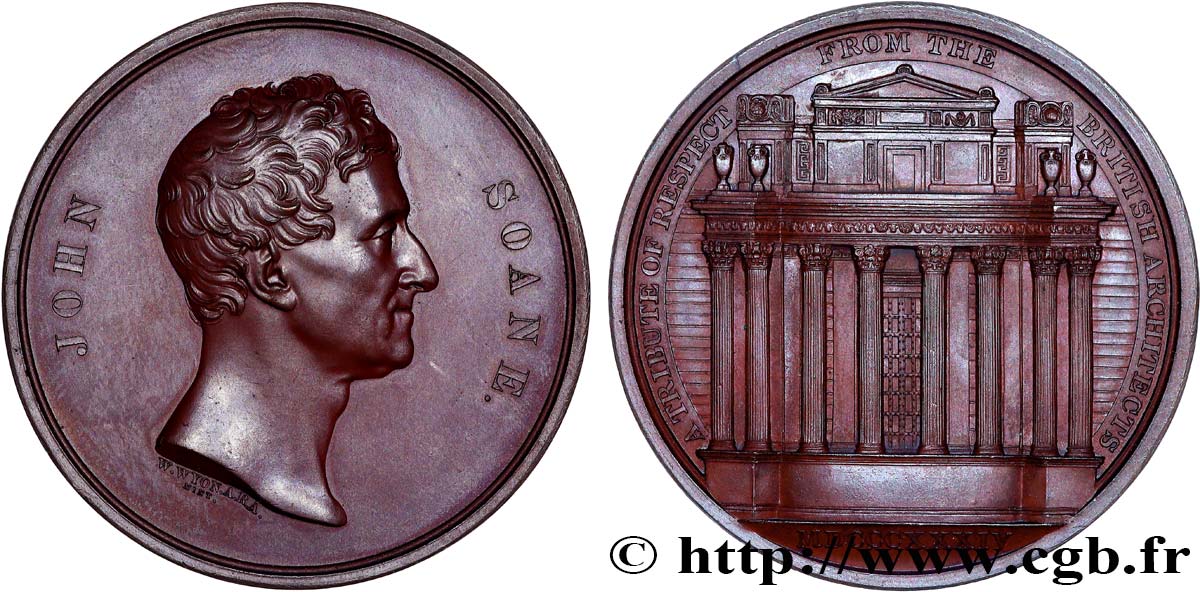 ENGLAND - WILLIAM IV Médaille, Sir John Soane, Bank of England AU