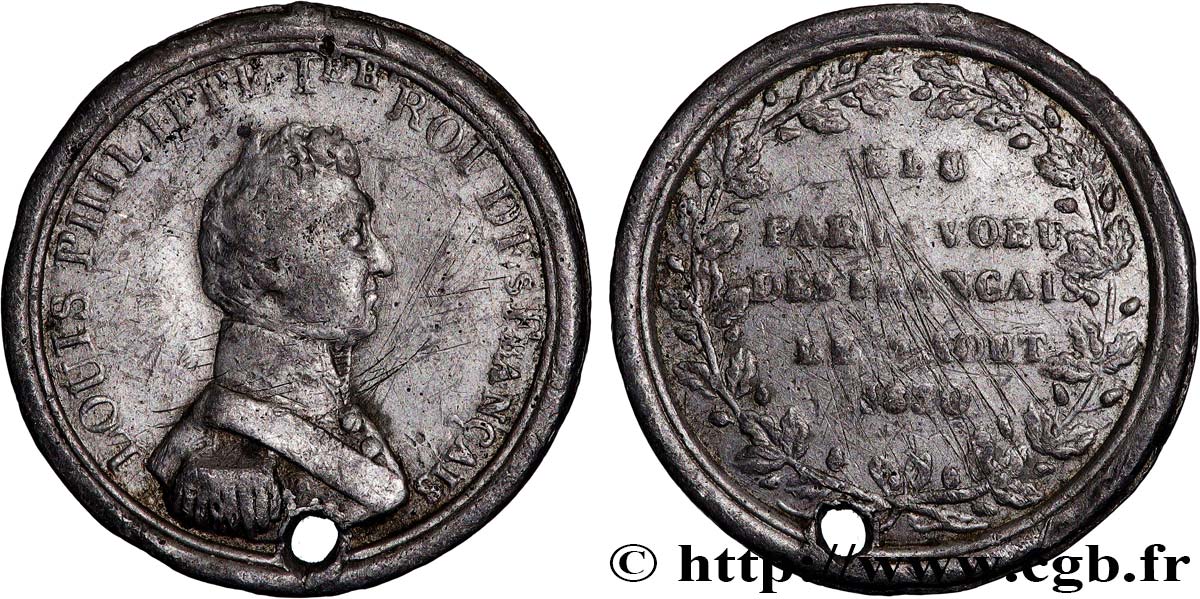 LOUIS-PHILIPPE I Médaille, Louis-Philippe, Élu par le voeu des français XF/VF