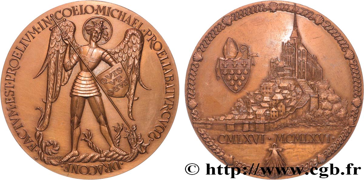 RELIGIOUS MEDALS Médaille, Saint Michel, l’ange et le mont AU