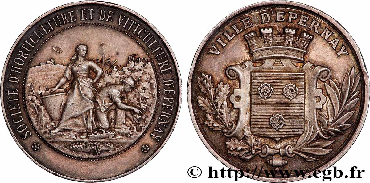 TROISIÈME RÉPUBLIQUE Médaille, Société d’horticulture et viticulture TTB+