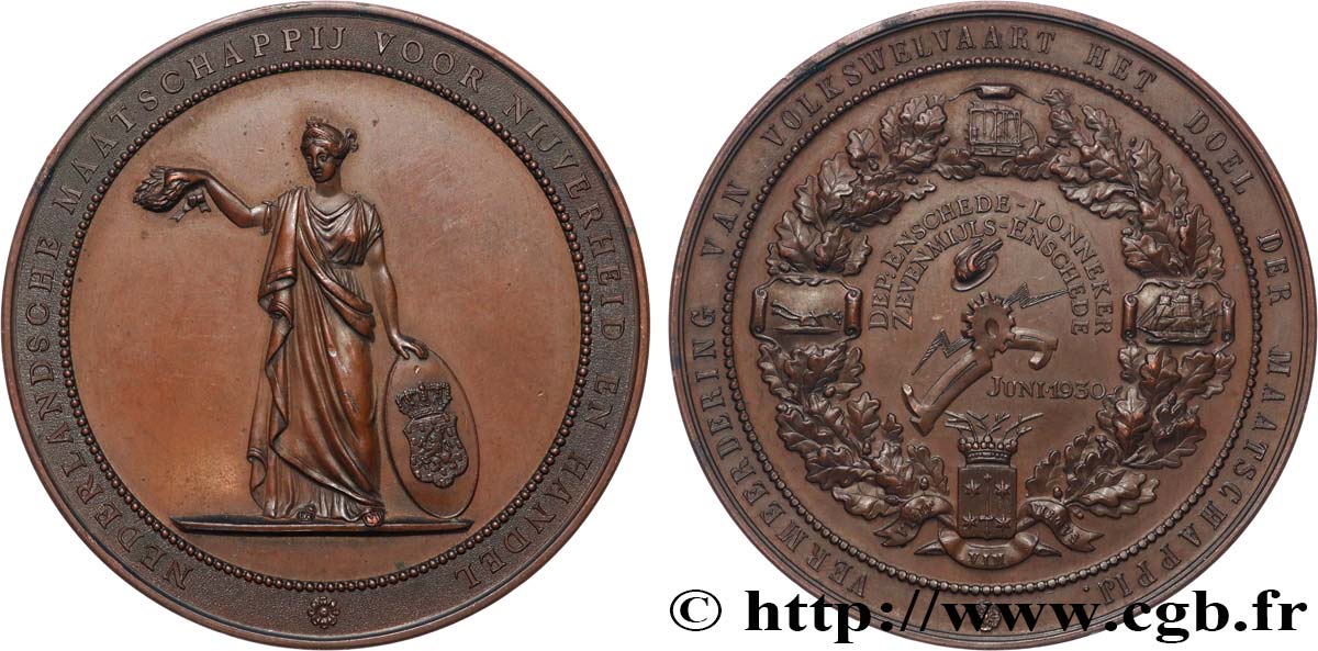 NETHERLANDS - KINGDOM OF THE NETHERLANDS - WILHELMINA Médaille, Société néerlandaise pour l’industrie et le commerce AU