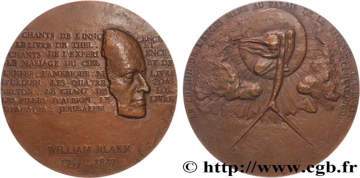 LITTÉRATURE : ÉCRIVAINS/ÉCRIVAINES - POÈTES Médaille, William Blake SUP