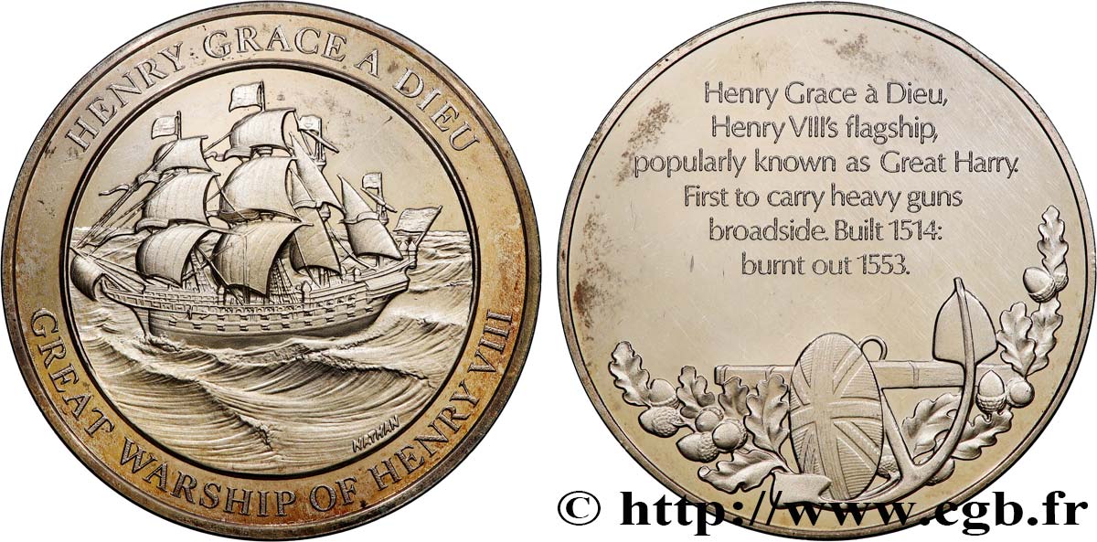 ANGLETERRE - ROYAUME D ANGLETERRE - HENRY VIII Médaille, Le Henry Grace a Dieu TTB+