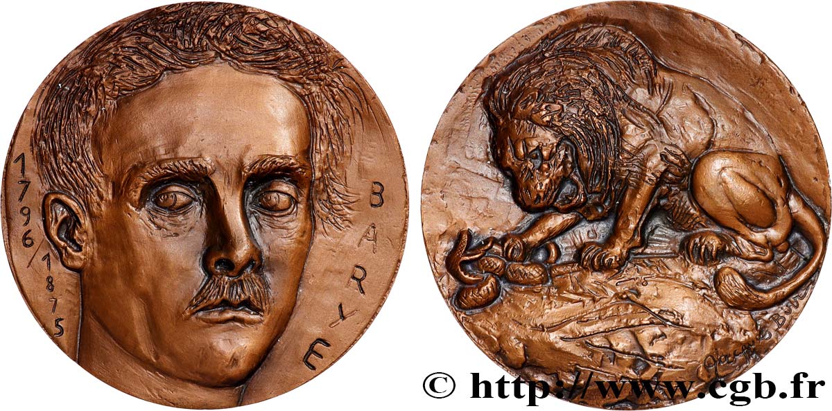 ARTISTES : MUSICIENS, PEINTRES, SCULPTEURS Médaille, Centenaire de la mort de Antoine-Louis Barye EBC