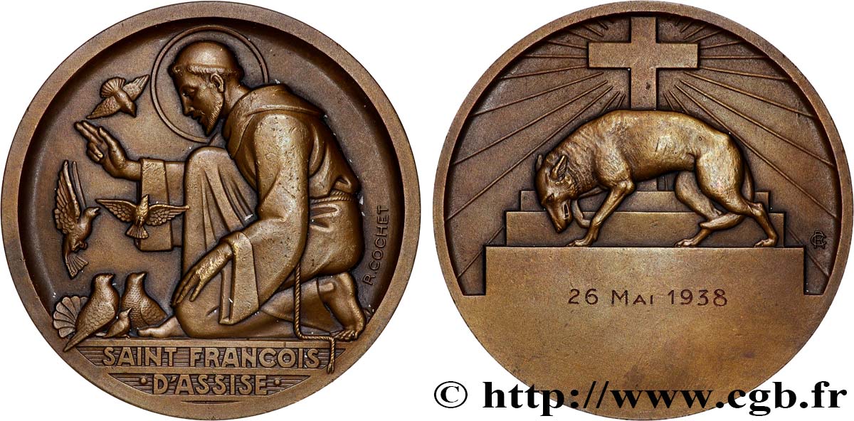 TERCERA REPUBLICA FRANCESA Médaille, Saint François d’Assise, Compagnie de Navigation MBC