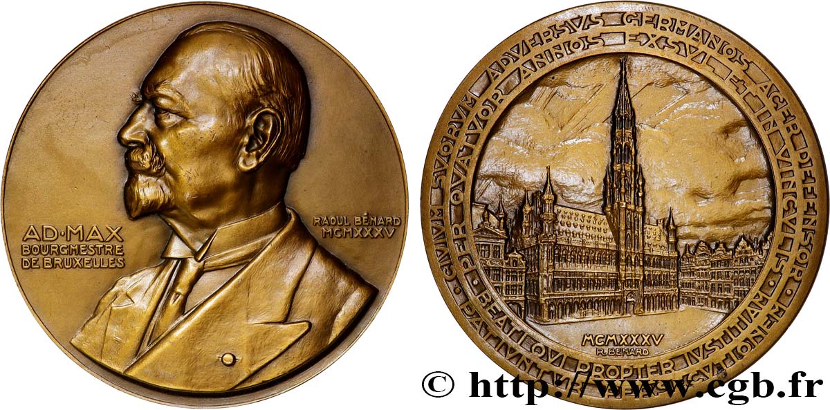 BELGIQUE - ROYAUME DE BELGIQUE - RÈGNE DE LÉOPOLD III Médaille, Adolphe Max, Bourgmestre de Bruxelles SUP