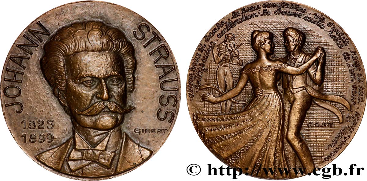 ARTISTES : MUSICIENS, PEINTRES, SCULPTEURS Médaille, Johann Strauss SPL