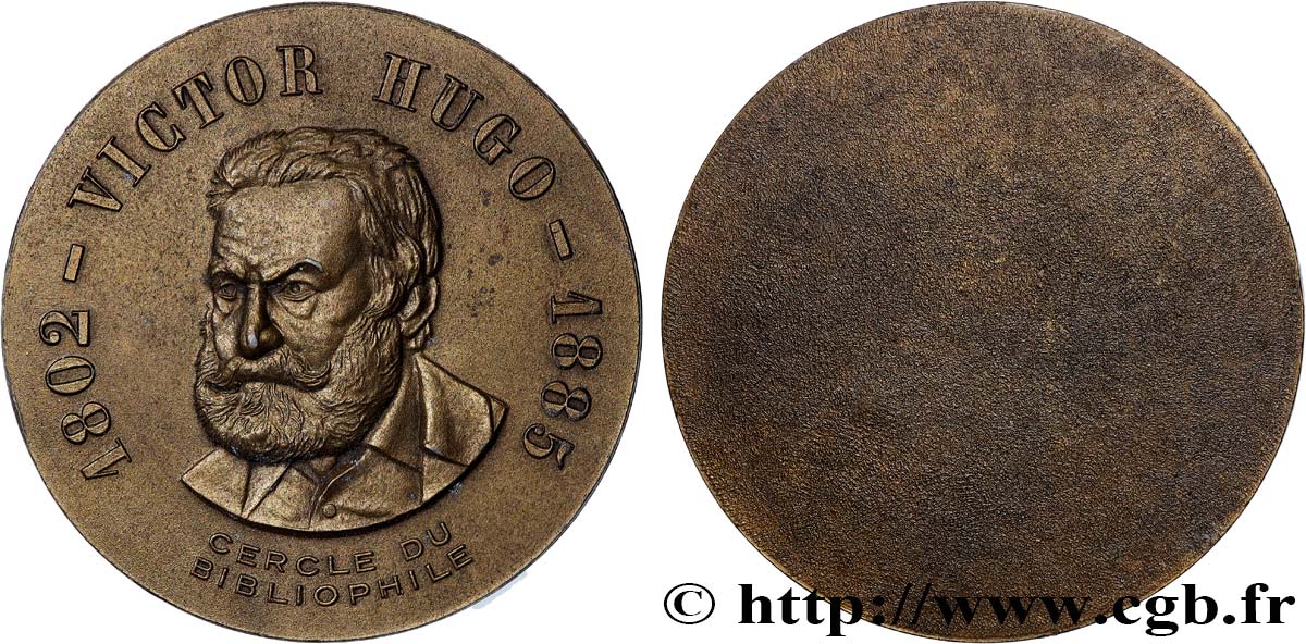 LITTÉRATURE : ÉCRIVAINS/ÉCRIVAINES - POÈTES Médaille, Victor Hugo, Cercle du bibliophile TTB+