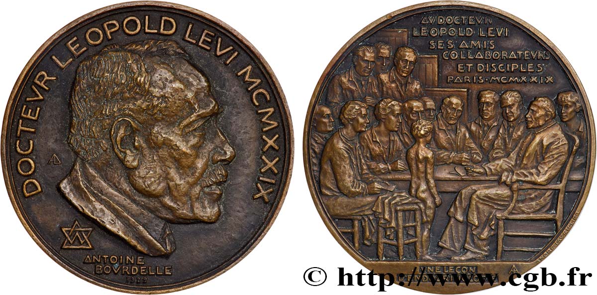 TROISIÈME RÉPUBLIQUE Médaille, Au docteur Léopold Levi TTB+