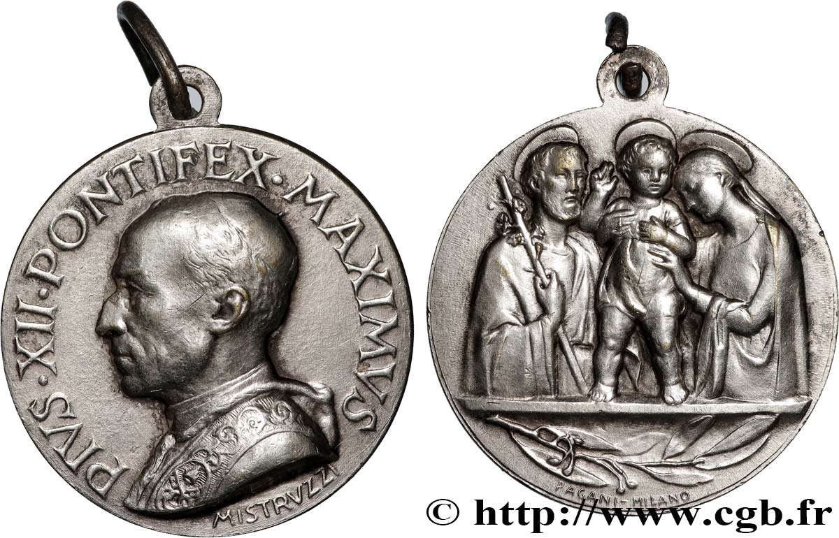 VATICAN - PIE XII (Eugenio Pacelli) Médaille, La Sainte Famille TTB+