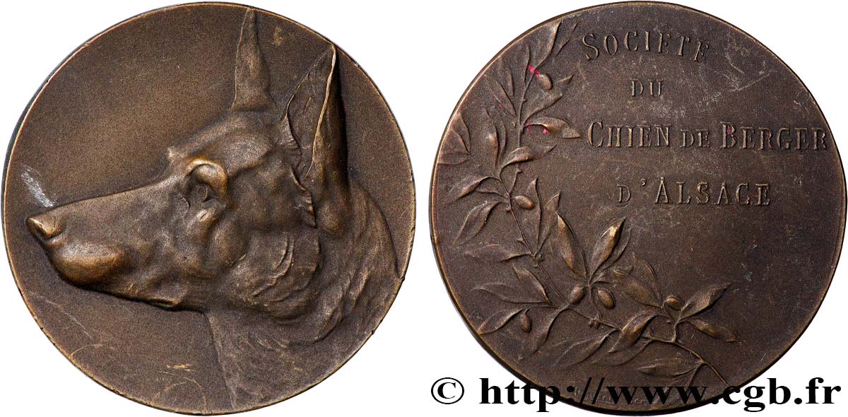 SOCIÉTÉ CANINE - CHIENS ET CONCOURS Médaille, Société du chien de berger d’Alsace fVZ