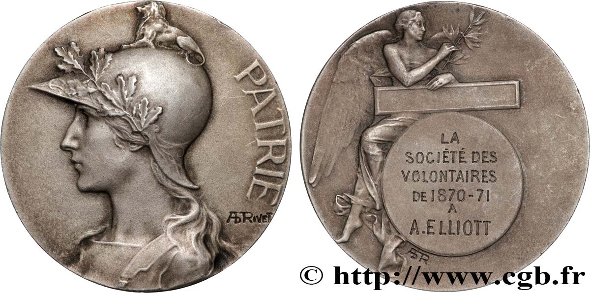 III REPUBLIC Médaille, La Société des volontaires de 1870-1871 AU