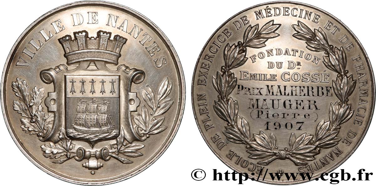 TERZA REPUBBLICA FRANCESE Médaille, École de plein exercice de médecine et de pharmacie, Prix Malherbe q.SPL