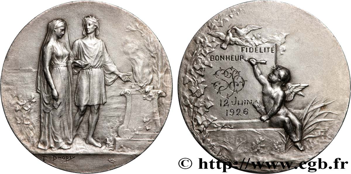 AMOUR ET MARIAGE Médaille de mariage, Fidélité et Bonheur fVZ