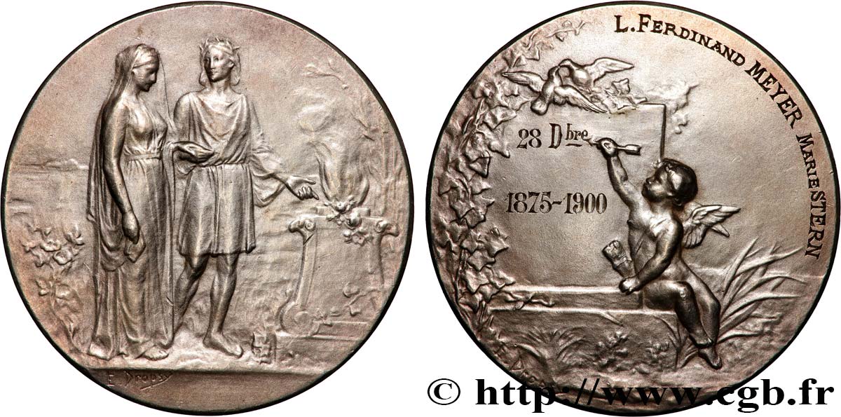 AMOUR ET MARIAGE Médaille de mariage, Fidélité et Bonheur, Noces d’argent TTB+