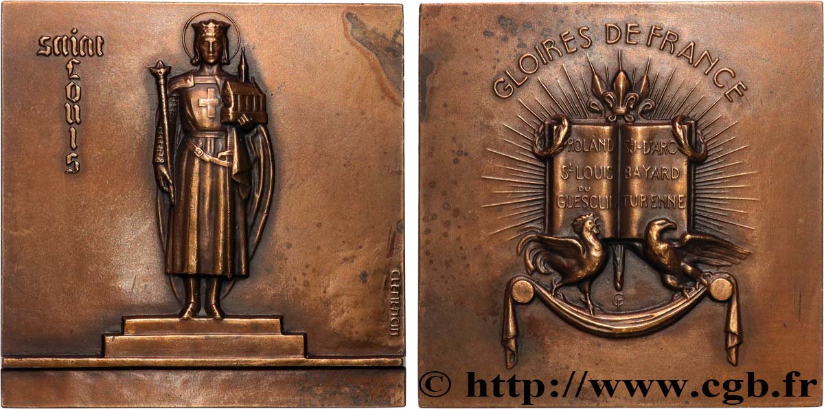 LOUIS IX OF FRANCE CALLED SAINT LOUIS Plaquette, Saint Louis, Gloires de France XF