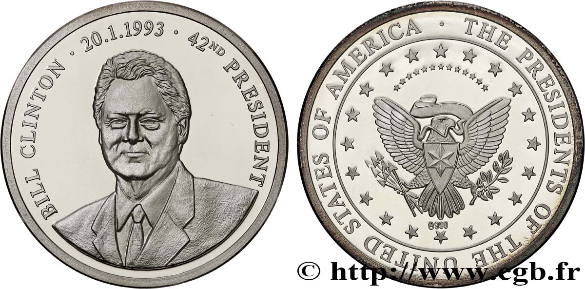 ÉTATS-UNIS D AMÉRIQUE Médaille, Bill Clinton SPL
