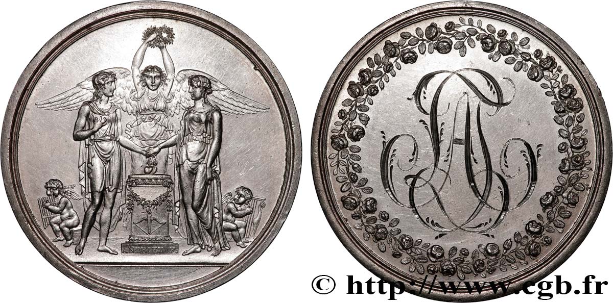 AMOUR ET MARIAGE Médaille de Mariage, Paix de Lunéville (1801) TTB+