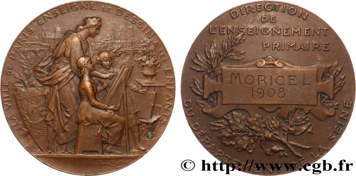 DRITTE FRANZOSISCHE REPUBLIK Médaille de récompense, Enseignement du dessin fVZ