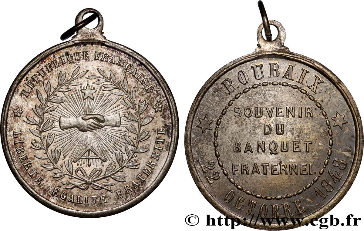 DEUXIÈME RÉPUBLIQUE Médaillette, Souvenir du banquet fraternel AU