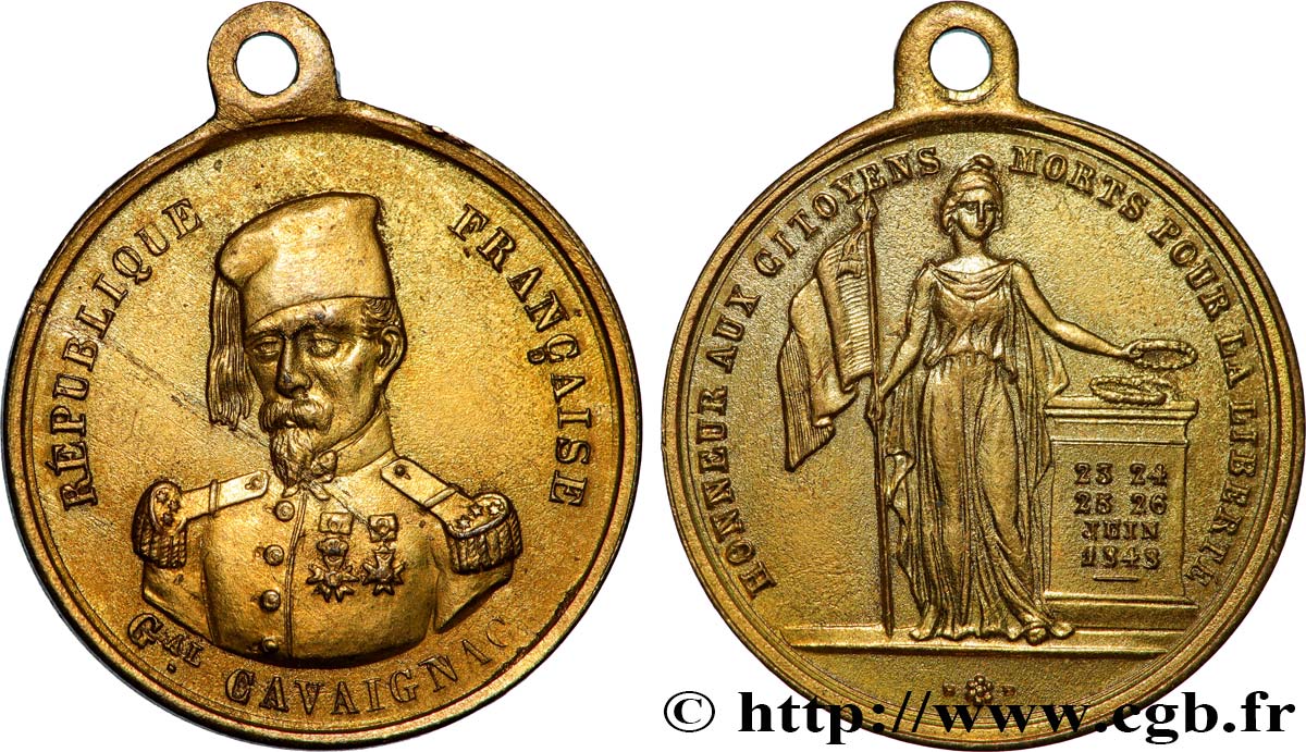 DEUXIÈME RÉPUBLIQUE Médaille, Général Louis Eugène Cavaignac, Honneur aux citoyens morts pour la liberté MBC+