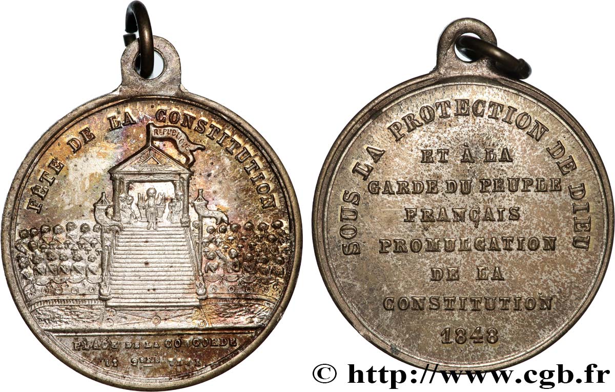 DEUXIÈME RÉPUBLIQUE Médaille, Fête de la constitution fVZ