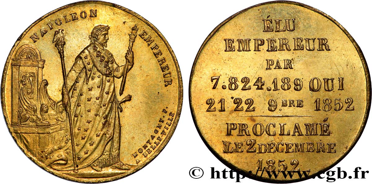 SECONDO IMPERO FRANCESE Médaille, Proclamation de l’empire SPL