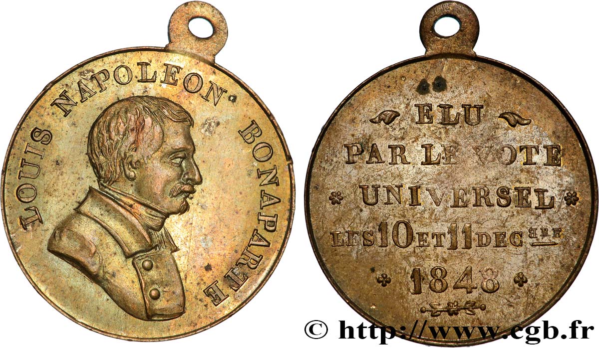 DEUXIÈME RÉPUBLIQUE Médaillette, Élection du président Louis Napoléon Bonaparte fVZ