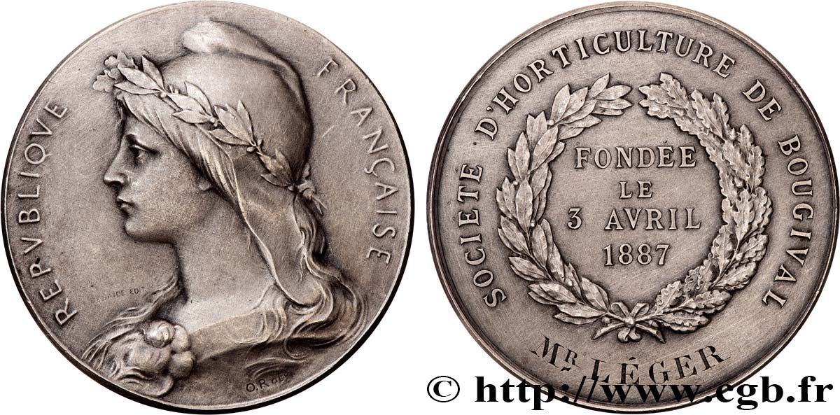 TERZA REPUBBLICA FRANCESE Médaille, Société d’horticulture de Bougival q.SPL