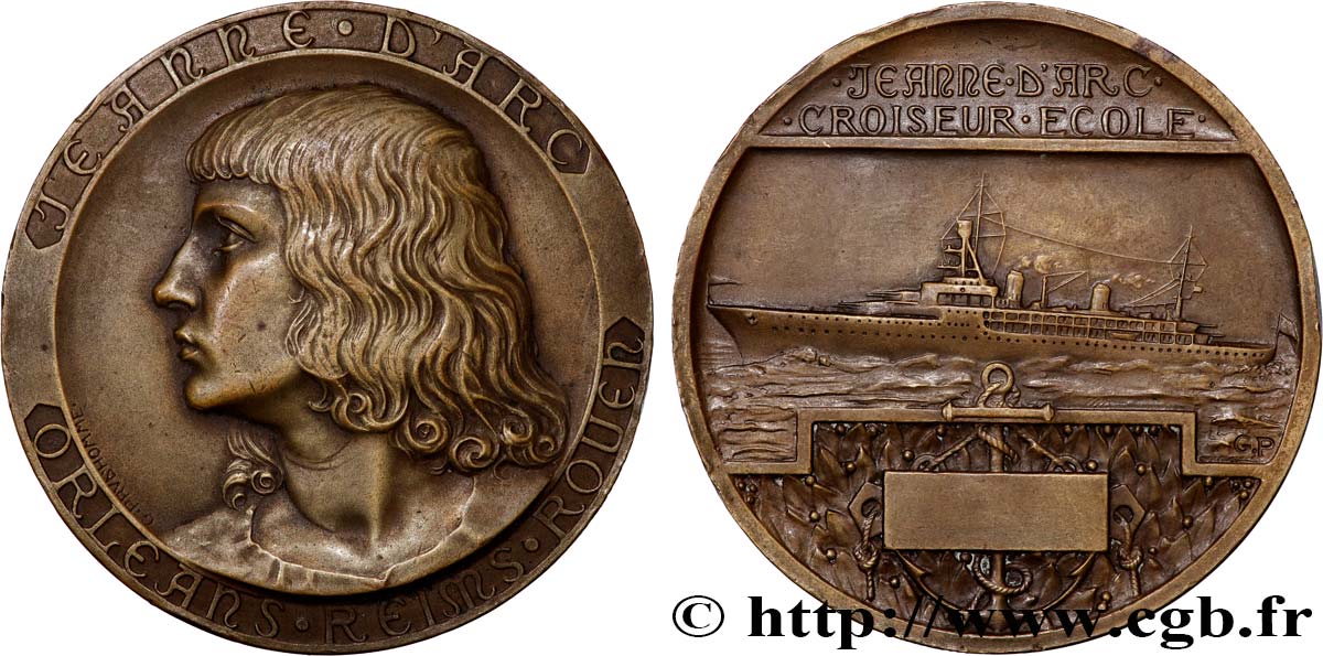 DRITTE FRANZOSISCHE REPUBLIK Médaille, Jeanne d’Arc, Croiseur-école fVZ