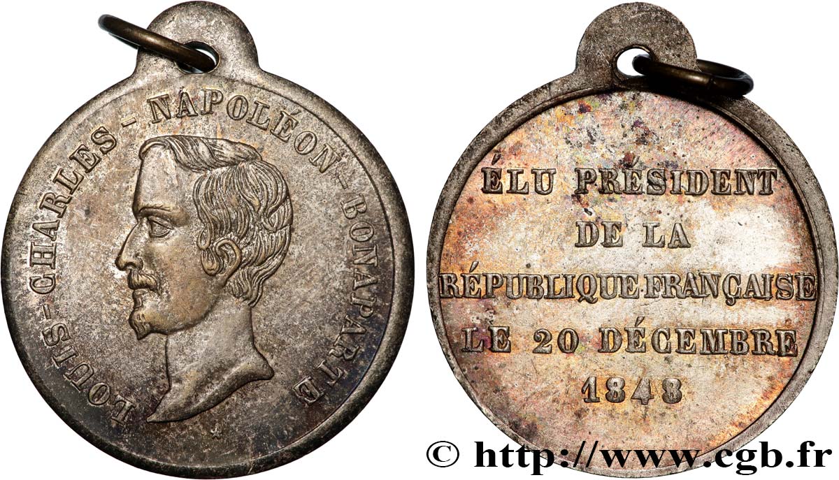 DEUXIÈME RÉPUBLIQUE Médaillette, Élection du président Louis Napoléon Bonaparte fVZ