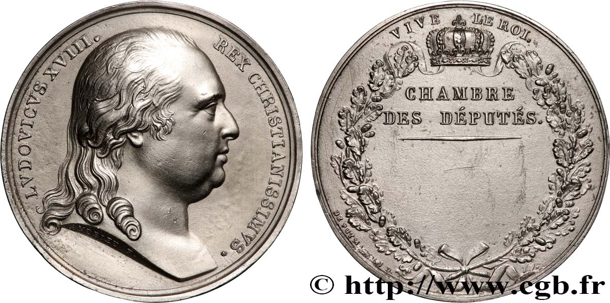 LOUIS XVIII Médaille parlementaire AU/XF