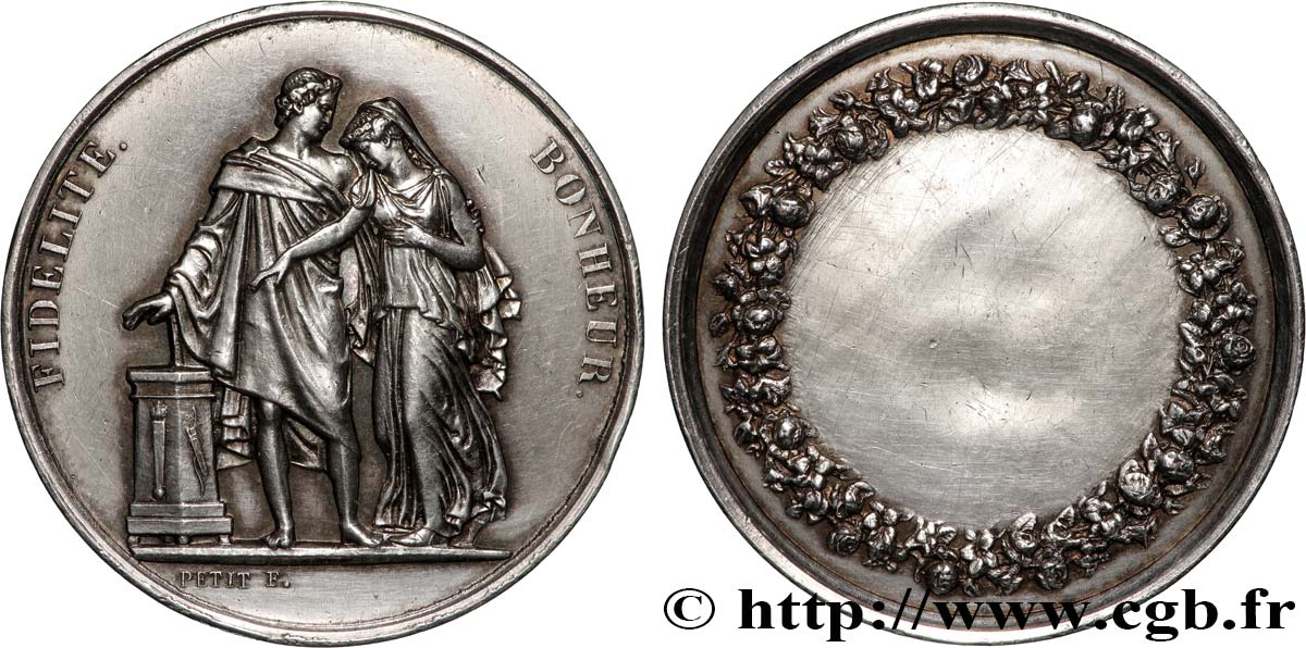 AMOUR ET MARIAGE Médaille de mariage, Fidélité et Bonheur q.SPL