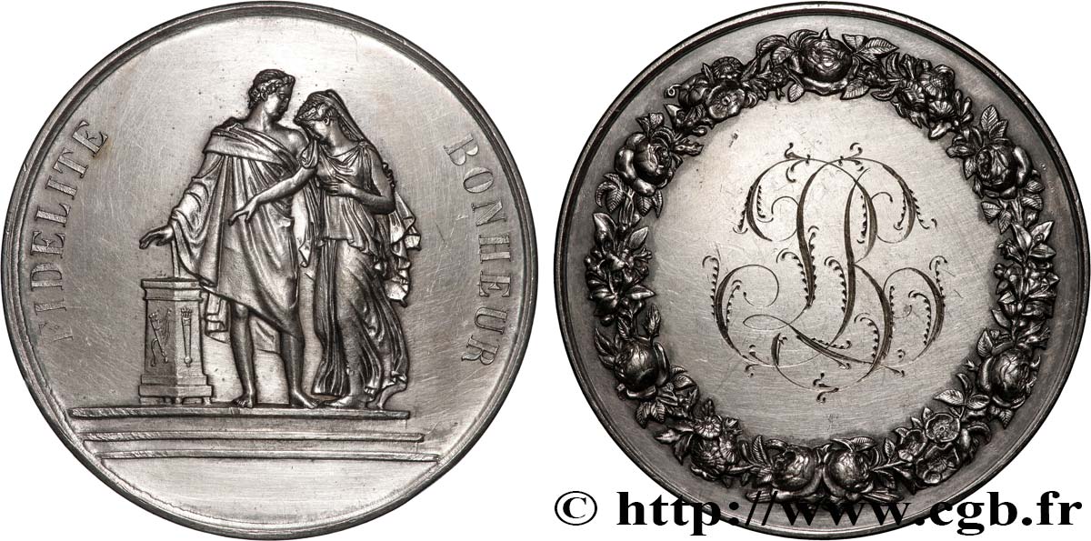 AMOUR ET MARIAGE Médaille de mariage, Fidélité et Bonheur q.SPL