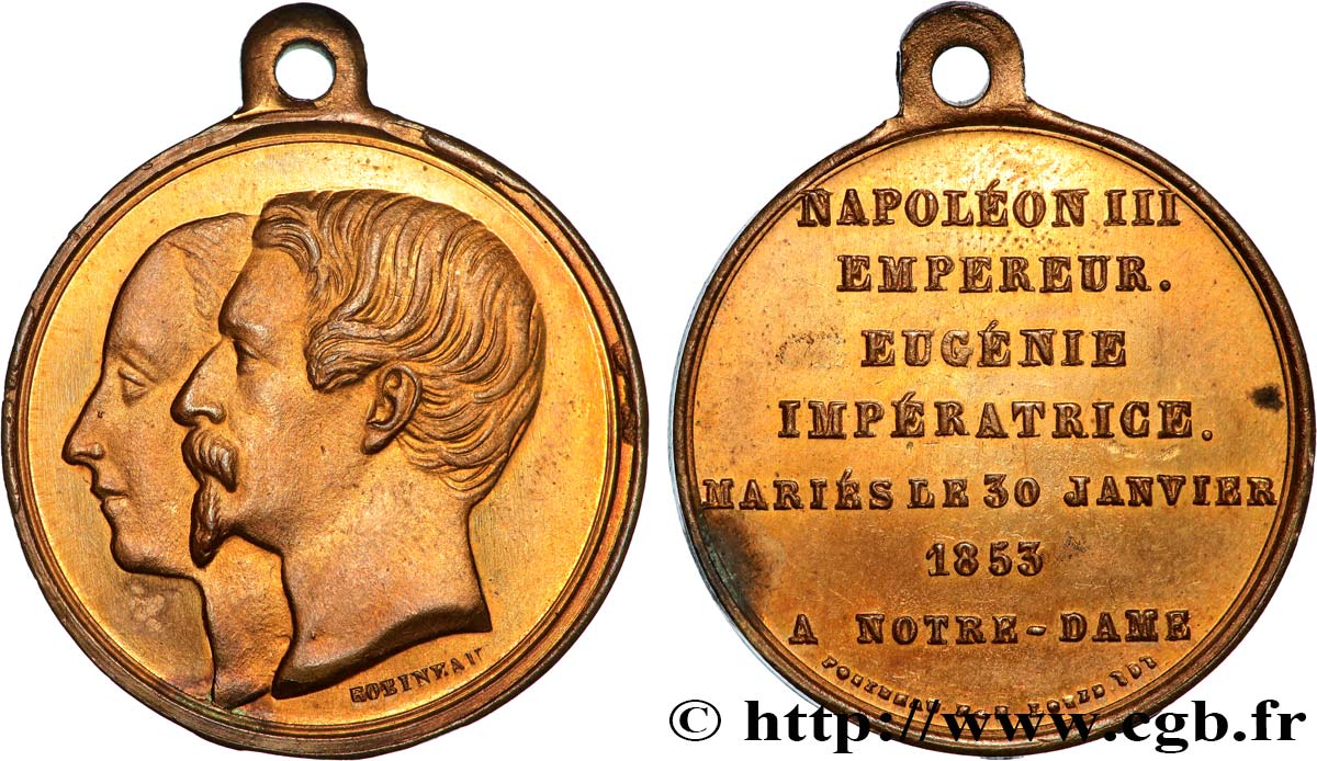 SECOND EMPIRE Médaille, Mariage de Napoléon III et d’Eugénie TTB+
