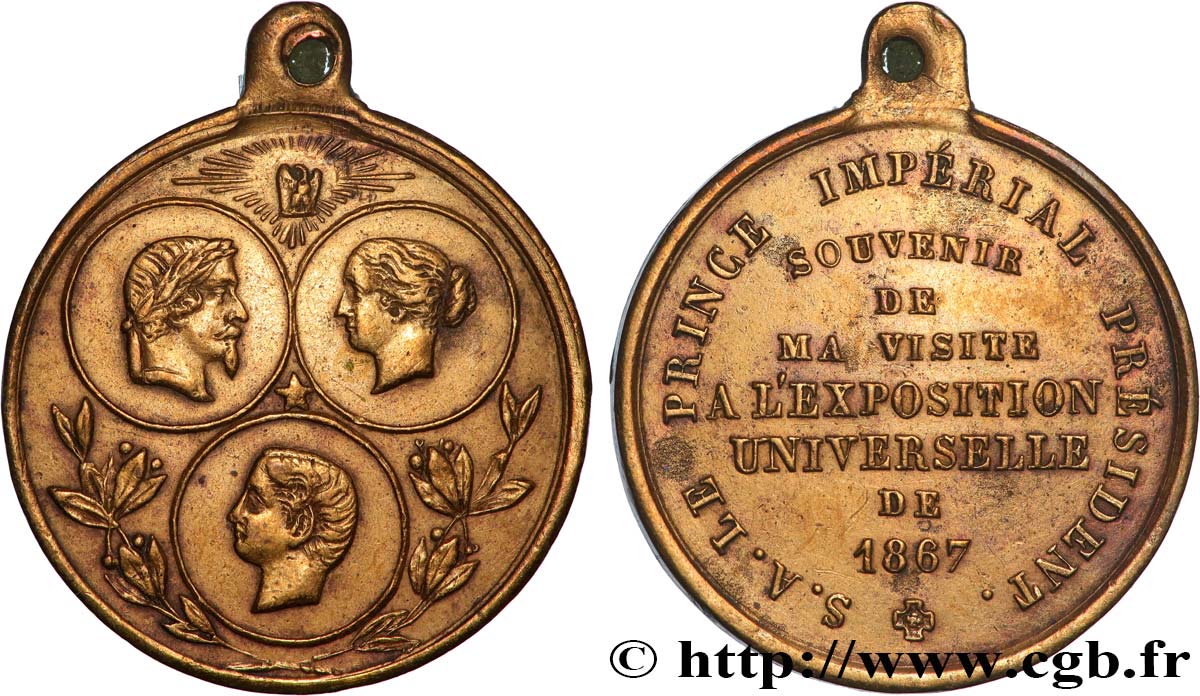 SECOND EMPIRE Médaille de la famille impériale, souvenir de l’Exposition XF