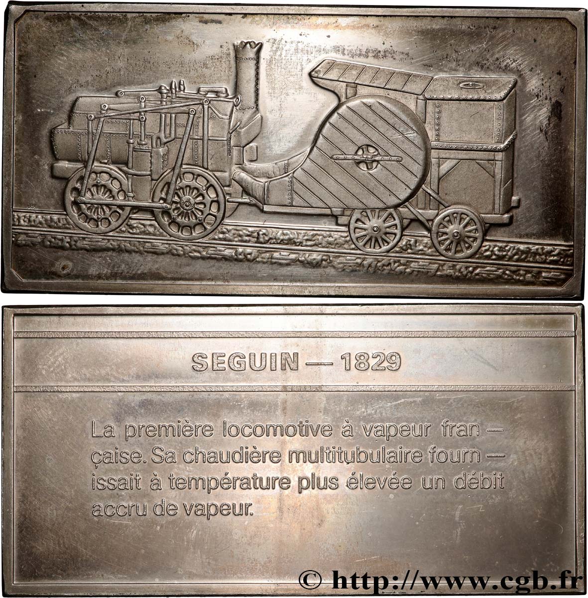 FUNFTE FRANZOSISCHE REPUBLIK Plaquette, locomotive Seguin Polierte Platte