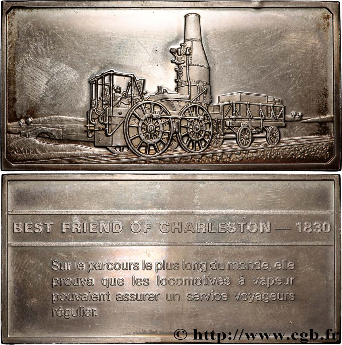 CINQUIÈME RÉPUBLIQUE Plaquette, locomotive Best Friend of Charleston BE