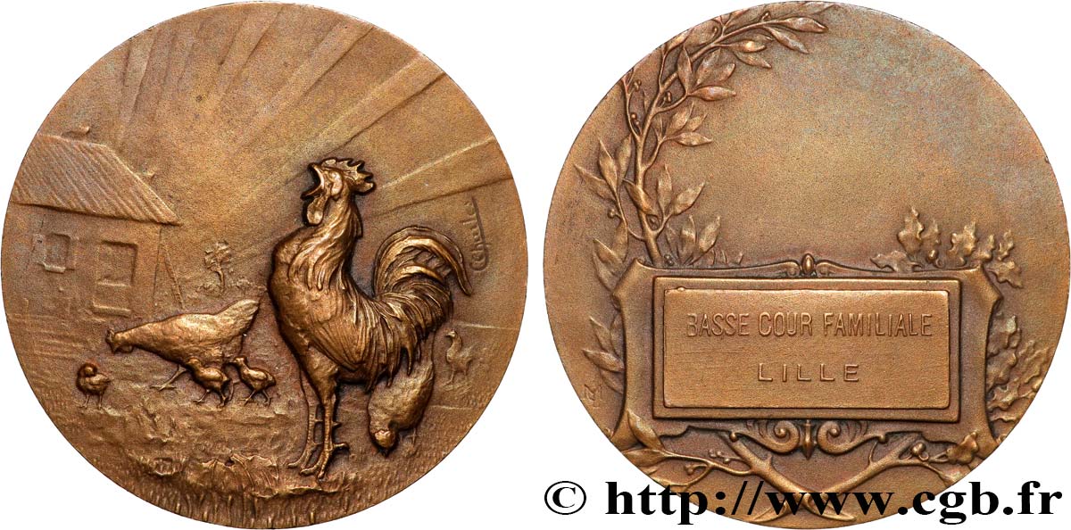 AGRICULTURAL, HORTICULTURAL, FISHING AND HUNTING SOCIETIES Médaille, Basse cour familiale AU