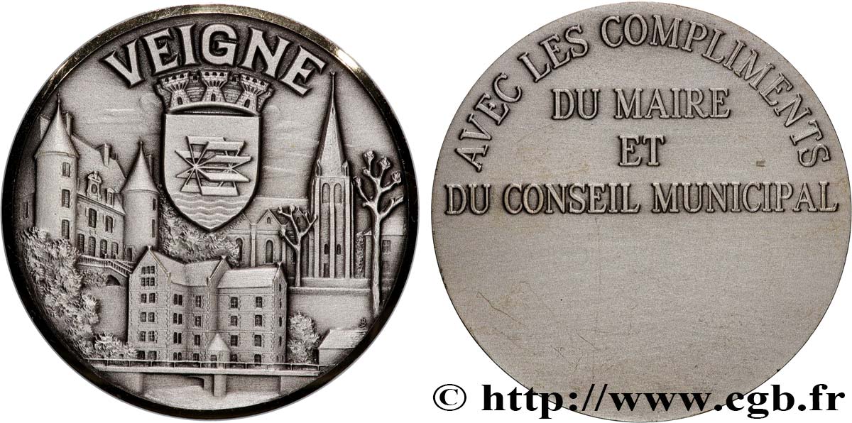 VILLES ET MAIRIES Médaille, Avec les compliments du maire et du conseil municipal MS