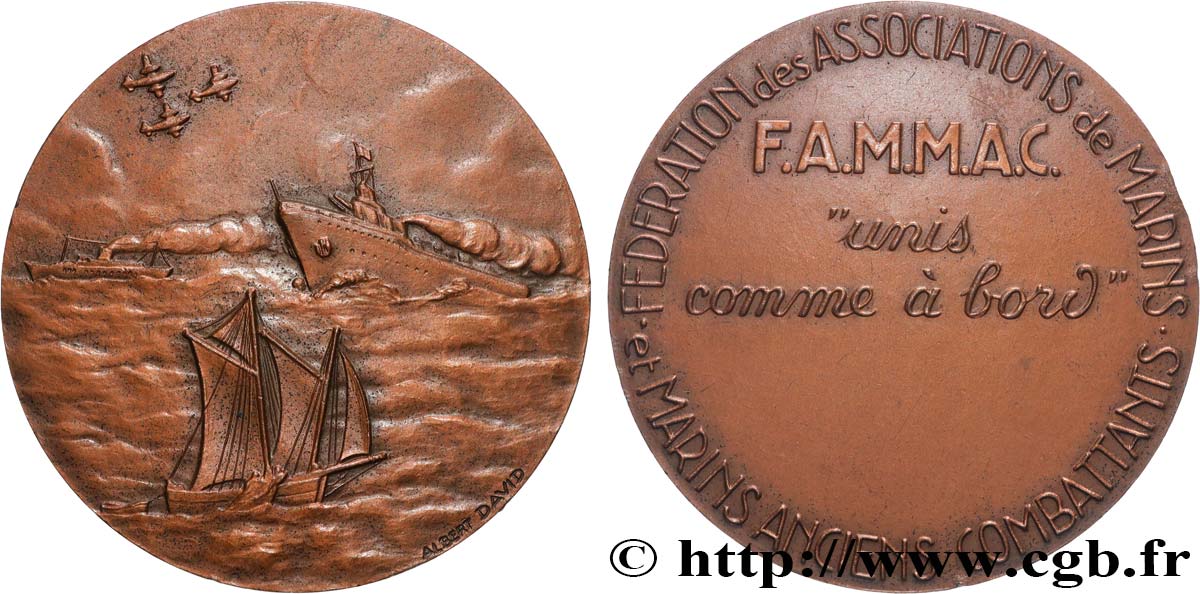 QUINTA REPUBLICA FRANCESA Médaille, Fédération des Associations de Marins et Marins Anciens Combattants MBC+