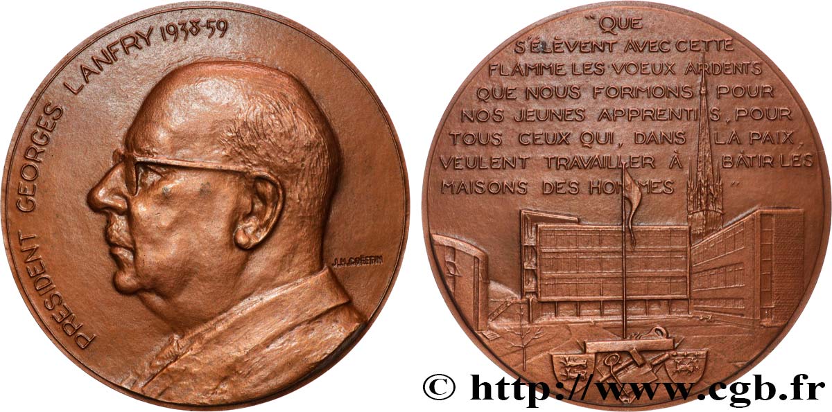 QUINTA REPUBLICA FRANCESA Médaille, Georges Lanfry EBC