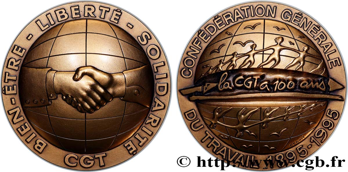 QUINTA REPUBBLICA FRANCESE Médaille, Centenaire de la CGT SPL