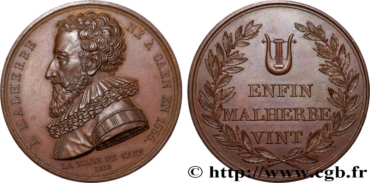 LITTÉRATURE : ÉCRIVAINS/ÉCRIVAINES - POÈTES Médaille, Hommage à Malherbe TTB+