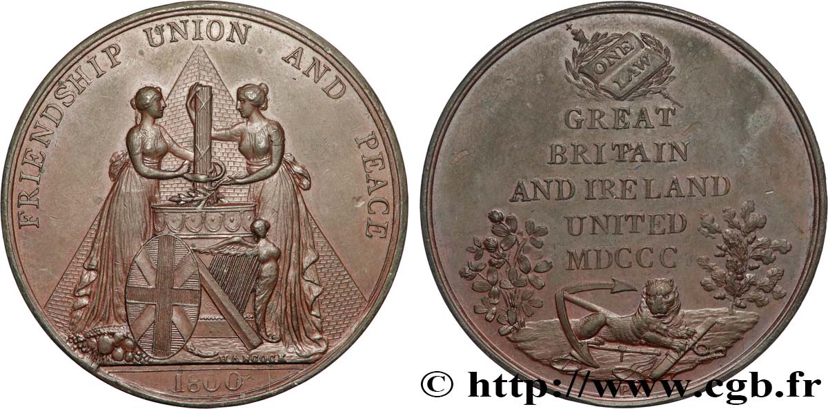 GROßBRITANNIEN - GEORG. III Médaille, Union de la Grande Bretagne et de l’Irlande fVZ