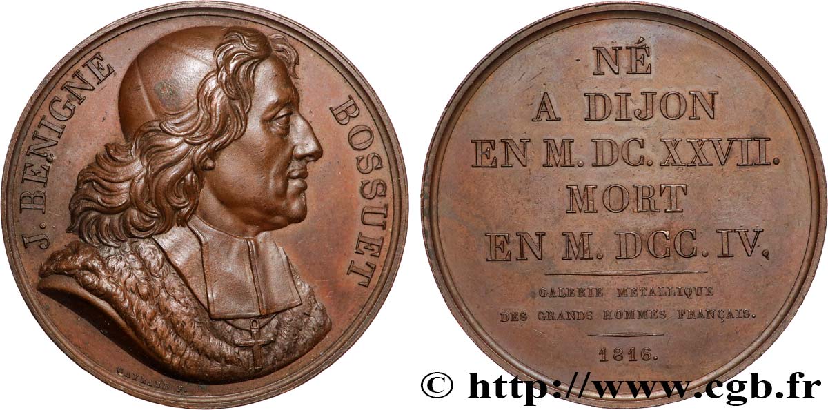 GALERIE MÉTALLIQUE DES GRANDS HOMMES FRANÇAIS Médaille, Jacques-Bénigne Bossuet MBC+/EBC