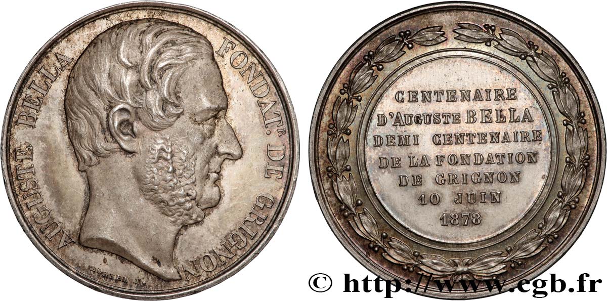 III REPUBLIC Médaille, Centenaire d’Auguste Bella AU/AU