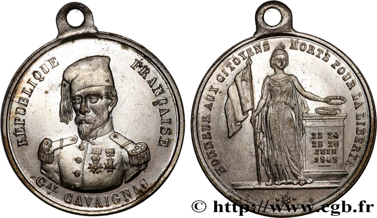 DEUXIÈME RÉPUBLIQUE Médaille, Général Louis Eugène Cavaignac, Honneur aux citoyens morts pour la liberté SPL