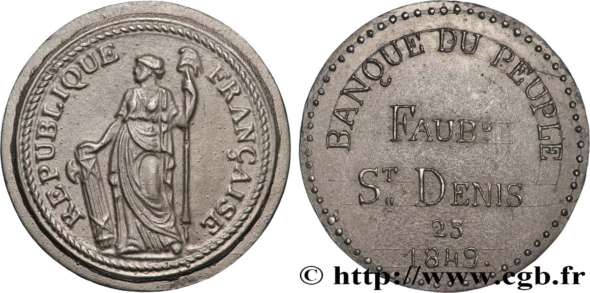 DEUXIÈME RÉPUBLIQUE Médaille, Banque du peuple q.SPL