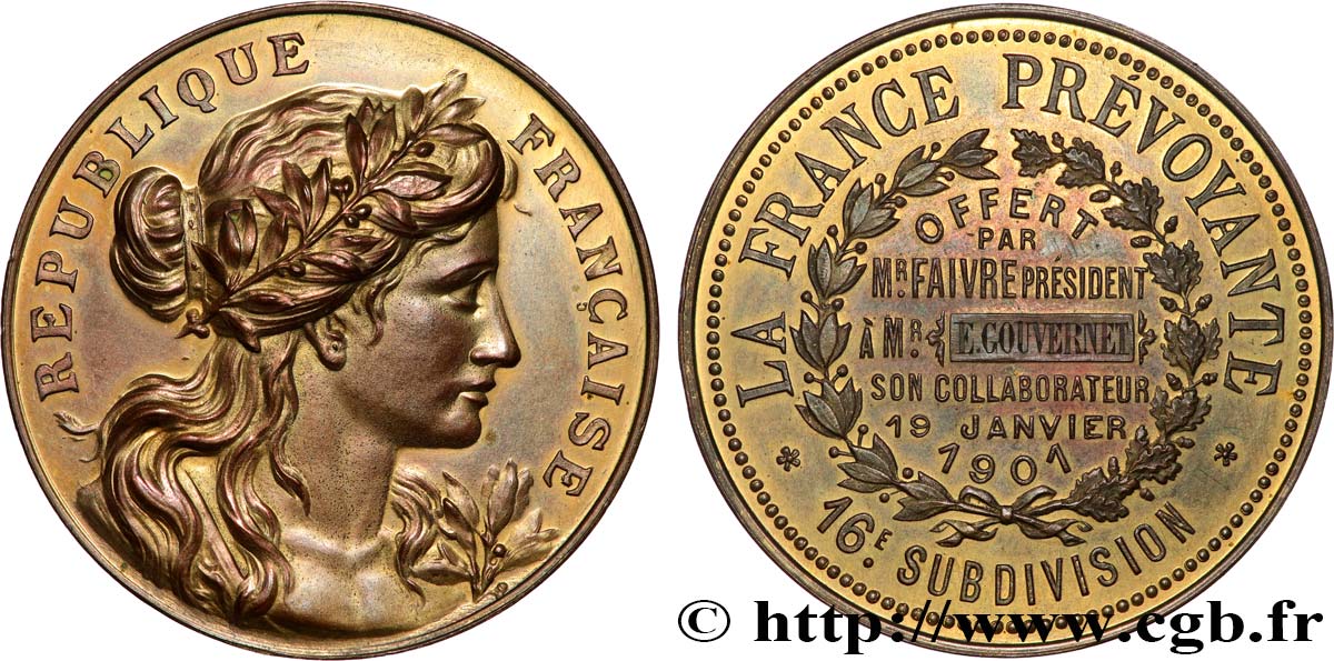 ASSURANCES Médaille, La France Prévoyante TTB+